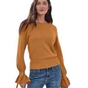 Sundance Aryka Merino Wool Brown Bell Sleeve Womens Size M Pullover Boho